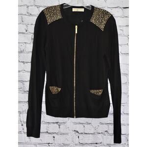 Michael Michael Kors Black Studded Long Sleeve Sweater Cardigan Size Small